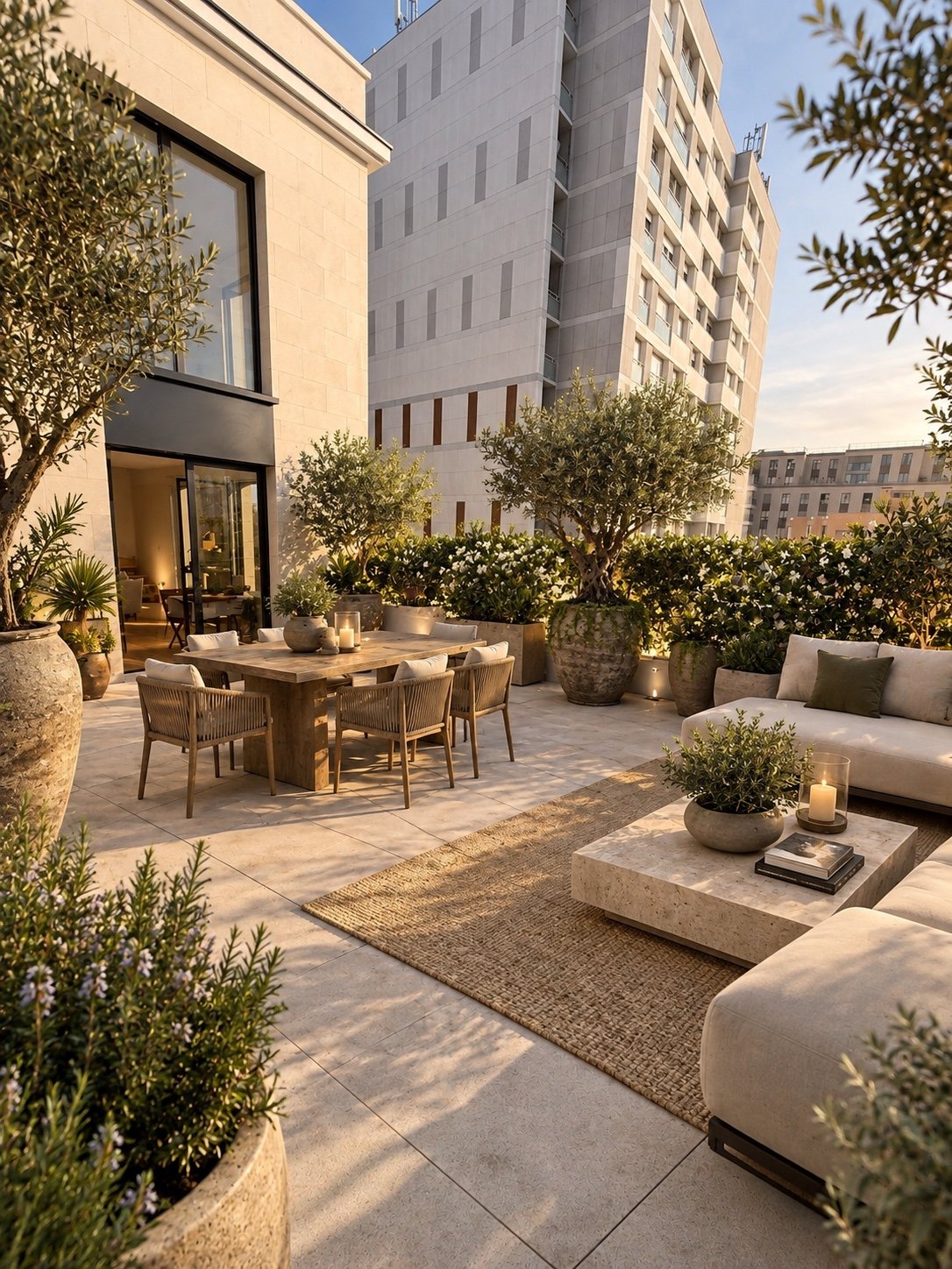 Projection de conception : terrasse urbaine et espace de détente